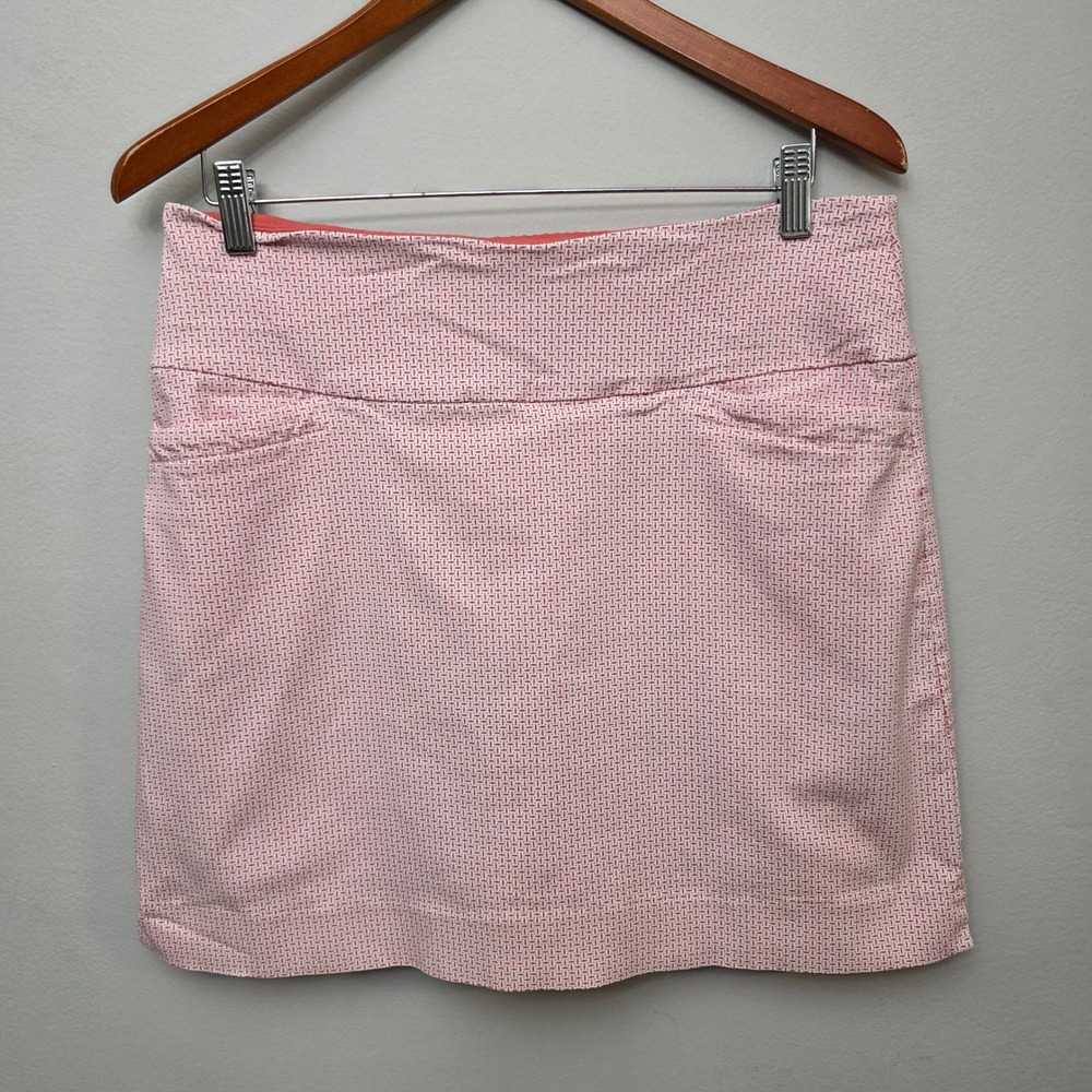 S.C. & Co. Skort Womens Large Salmon White Geometric Sporty Golf Tennis Active